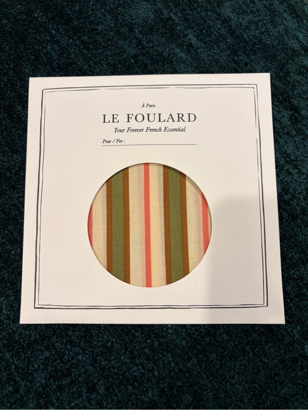 Sezane Striped Foulard Scarf in Olive, Pink & Cream